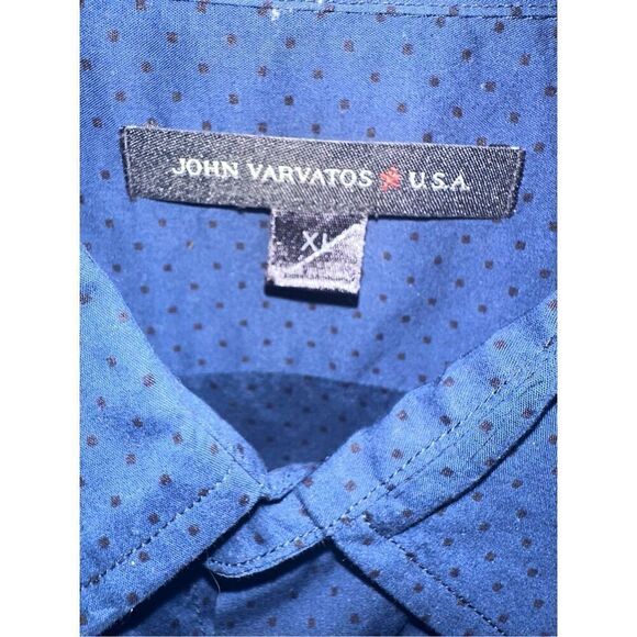 JOHN VARVATOS Shirt Mens XL Blue Long Sleeve Roll Up Button Down Cotton USA - Picture 4 of 8